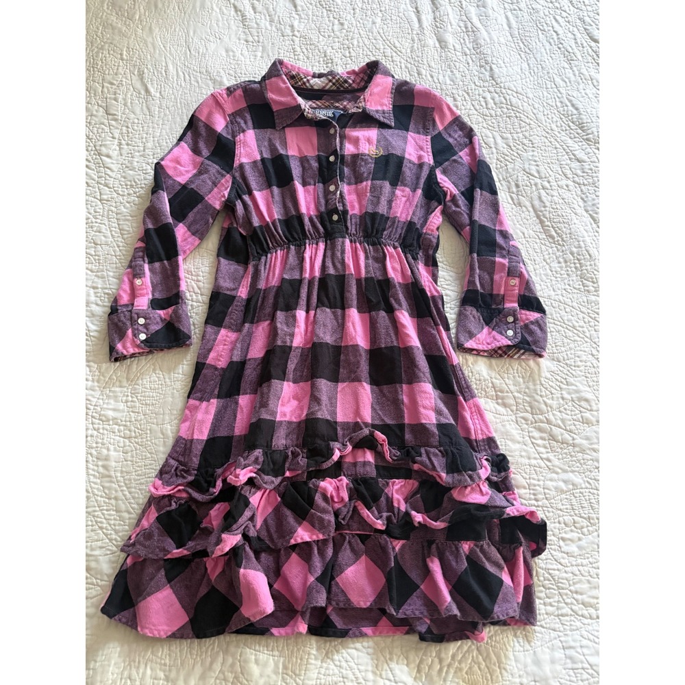 Victoria's Secret PINK Flannel Babydoll Shirt Dress Buffalo Plaid Y2K Grunge